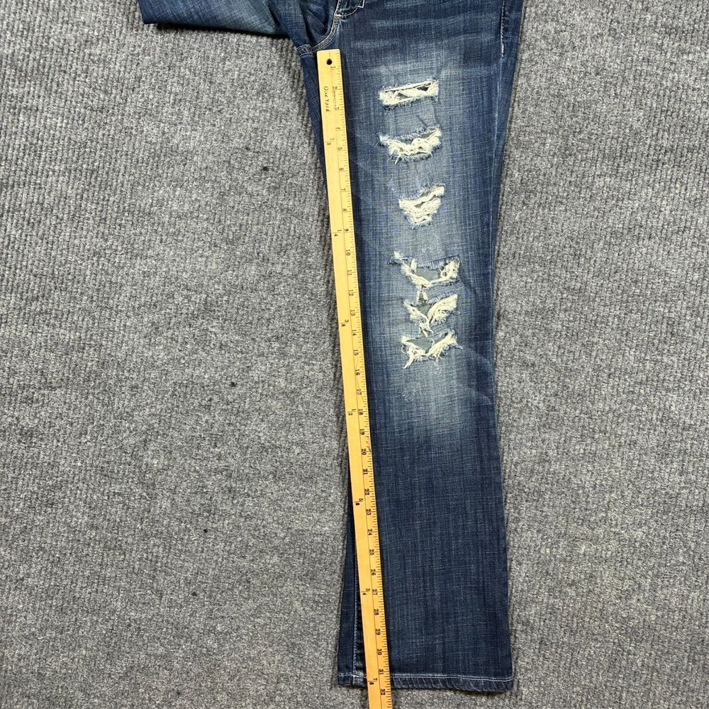 Decree Womens Bootcut Jeans Size 11 Blue Distressed Denim Stretch Low Rise - Picture 8 of 10